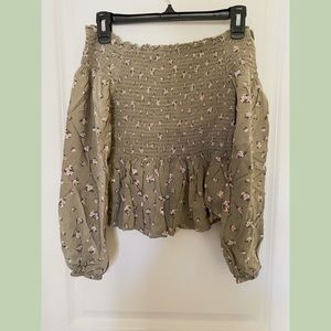 Floral Off Shoulder Long Sleeves Shirt